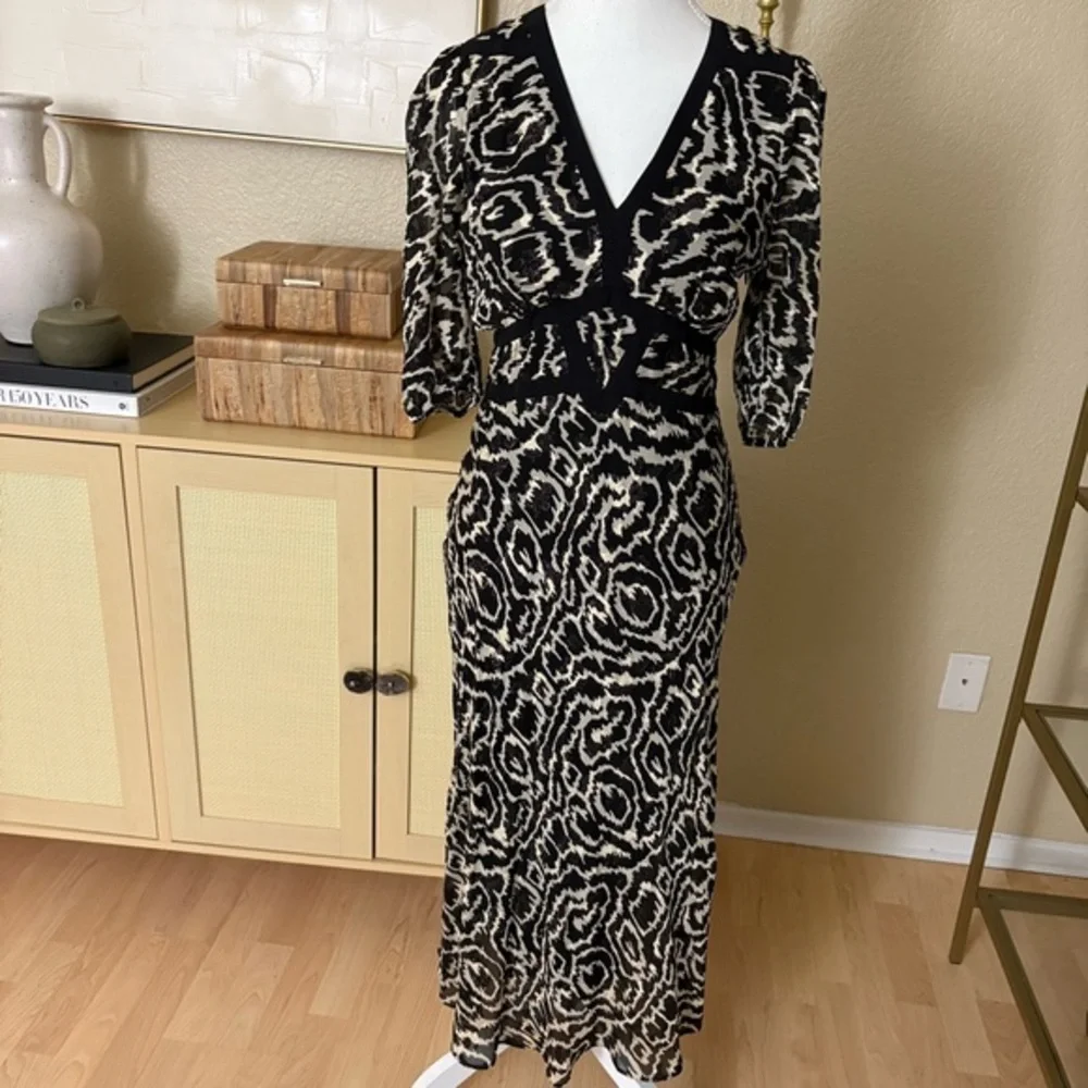 BA&SH‎ Adore Black Textured Midi Dress Size XS